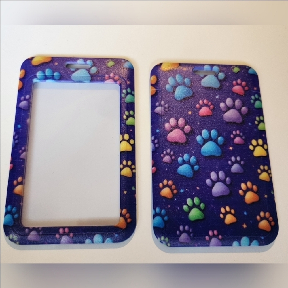 ID‎ Holder Keychain Badge Holder Dog Paw Print Purple New Accessory